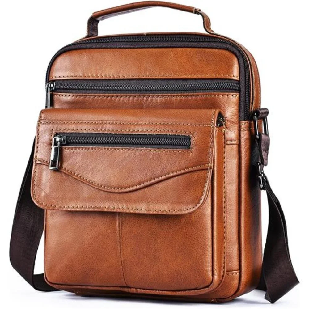 Genuine leather man purse mens crossbody sling bag small messenger